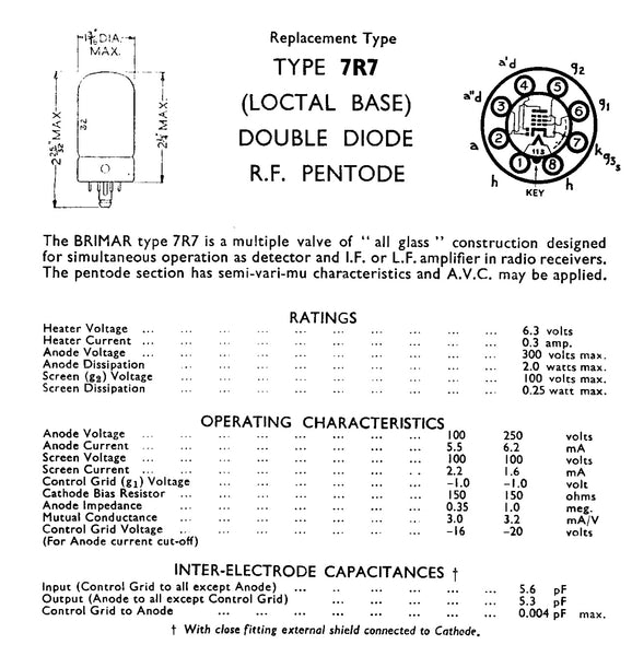 7R7, SYLVANIA, NEW BOXED, CV900