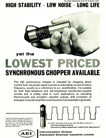 AEI, SYNCHRONOUS CHOPPER, 12.6V  50 - 60Hz, B9A BASED,