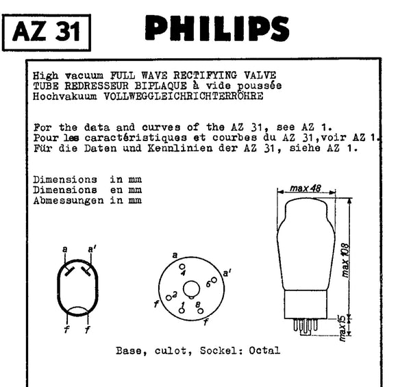 AZ31, MULLARD ,NEW BOXED, CV2862, U143