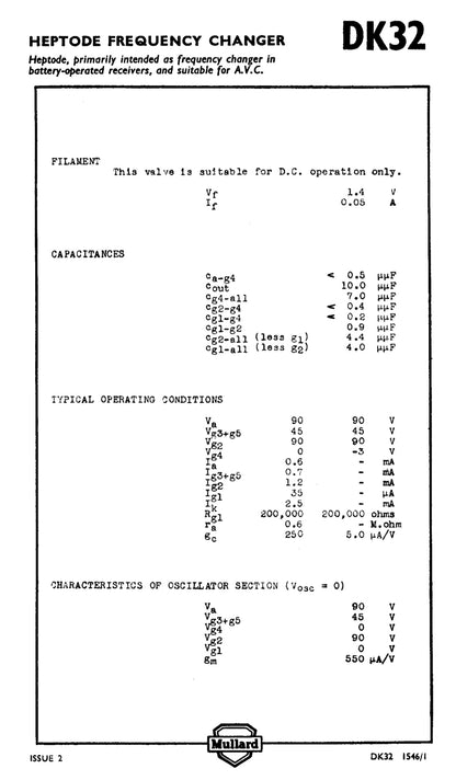 DK32, MULLARD, NEW BOXED, 1A7G, 1A7GT, CV1802, X14
