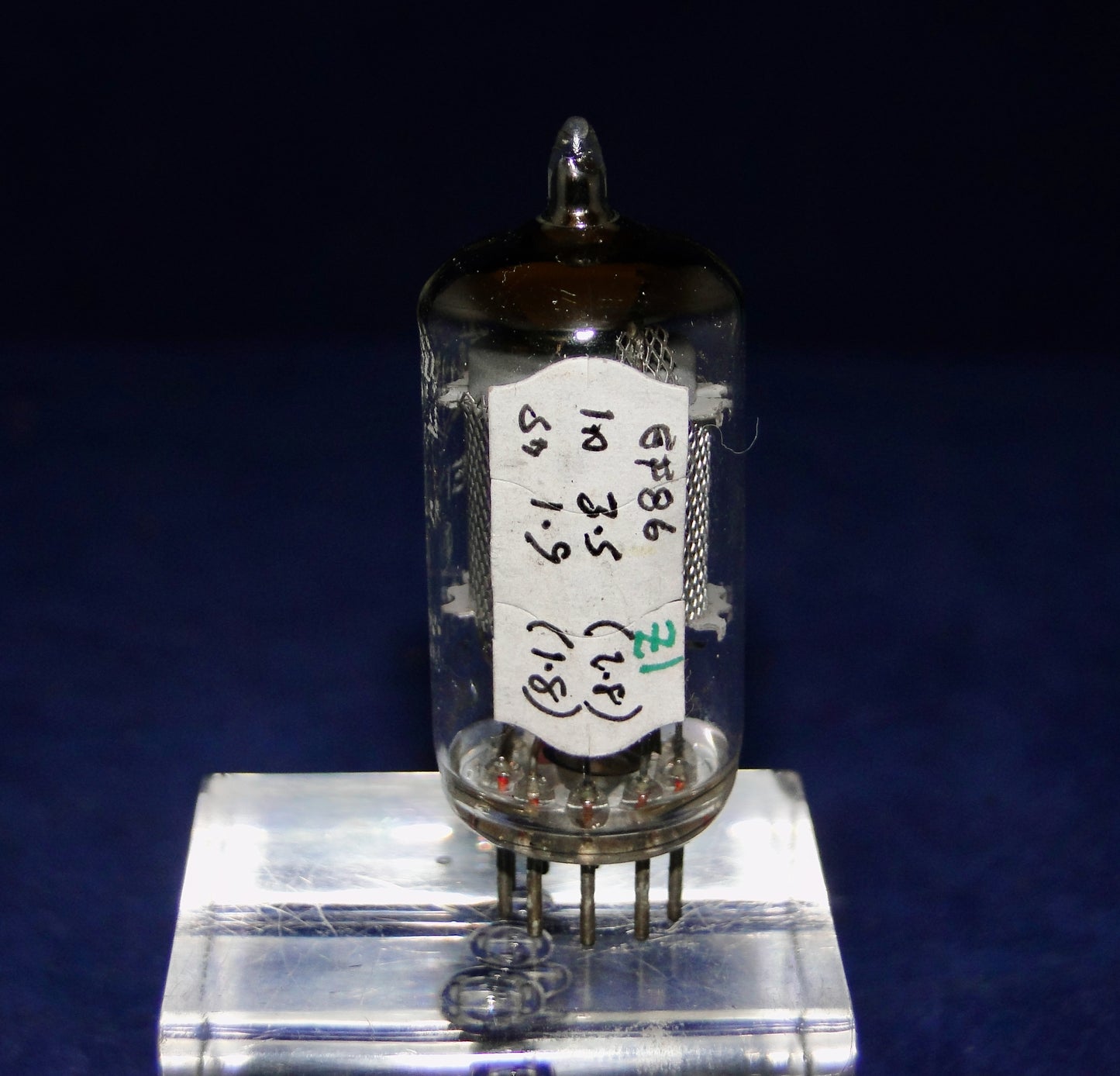 EF86, MULLARD, MESH SCREEN, FACTORY CODE, 8Y5 L6C2, BRUXELLES, MARCH 1966 MANUFACTURE