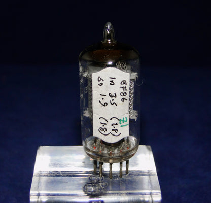 EF86, MULLARD, MESH SCREEN, FACTORY CODE, 8Y5 L6C2, BRUXELLES, MARCH 1966 MANUFACTURE