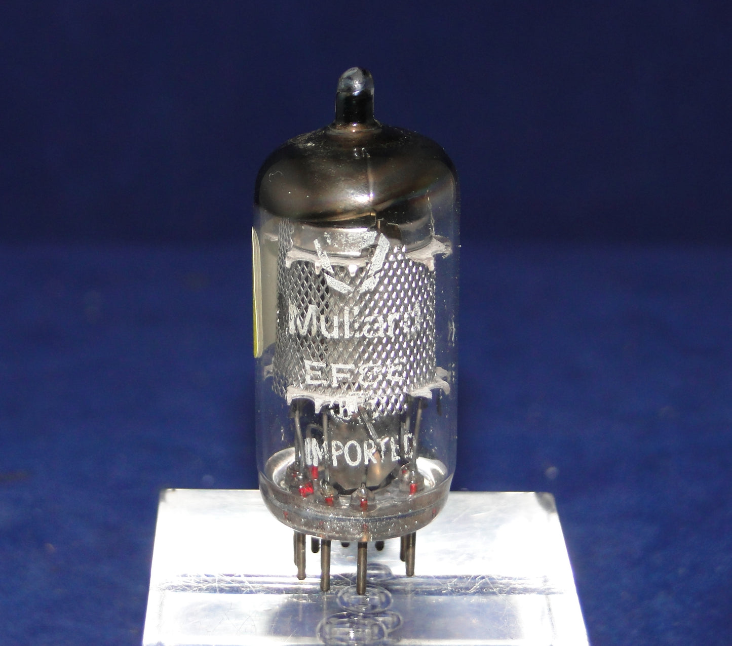 EF86, MULLARD, MESH SCREEN,  FACTORY CODE, 9r3 D5c5, HEERLEN,  MARCH 1965 MANUFACTURE