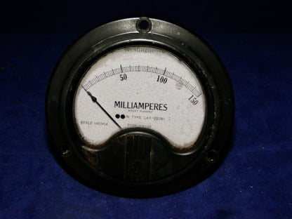 3.5 INCH DIA, Moving Coil Meter, WESTINGHOUSE, NX-35, N TYPE CAY-22061, 0 - 150mA,
