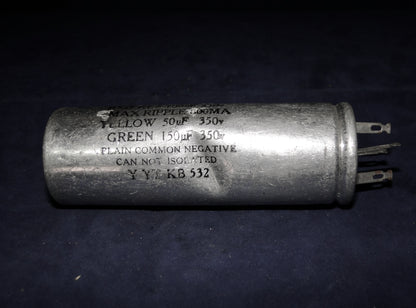 ERIE, TRIPLE SECTION, 100 + 150 + 50uF 350V,  RADIAL CAPACITOR