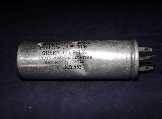 ERIE, TRIPLE SECTION, 100 + 150 + 50uF 350V,  RADIAL CAPACITOR