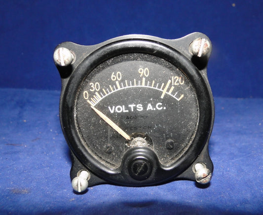 WESTON MODEL 833, AIRCRAFT VOLTMETER, 2.5 INCH, 0 - 130VAC 400HZ, US ARMY TYPE G-1