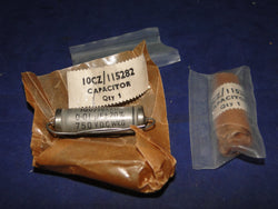 TCC, METALPACK, PAPER IN OIL, PIO, CAPACITORS, AXIAL, 0.01uF @ 750V, AIR MINISTRY, 10C/ 16170, 10CZ/11582, NEW OLD STOCK,