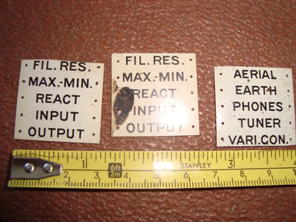 1920s RADIO CONTROL & CONNECTOR LABELS FOR CRYSTAL SETS etc - MULLARD MAGIC - 6
