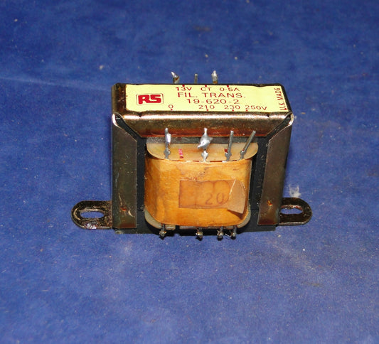 RS, RADIOSPARES, 13V 0.5A, CT, FILAMENT TRANSFORMER, 19-620-2