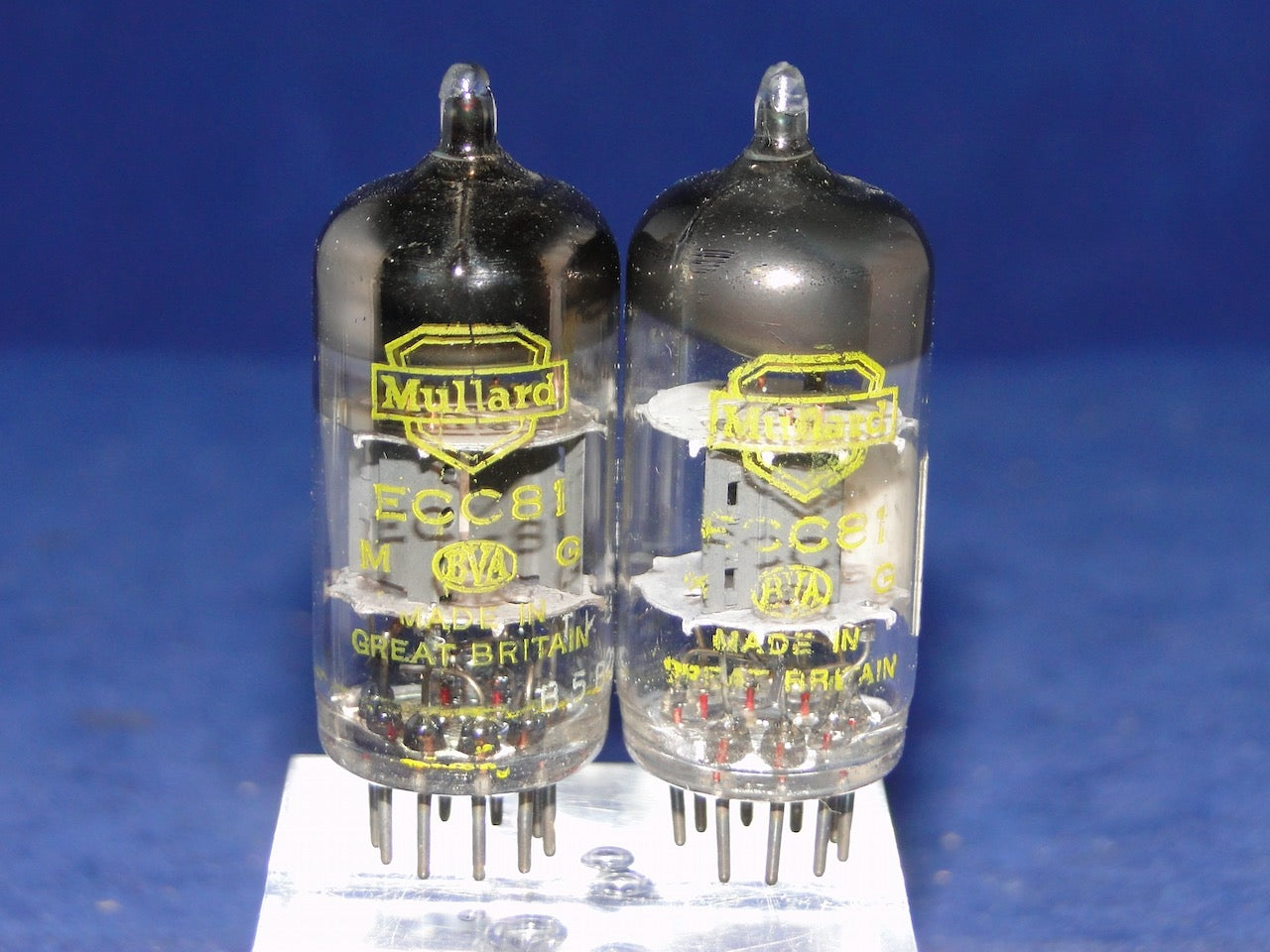 ECC81, MATCHED PAIR OF MULLARD , YELLOW PRINT, BLACKBURN 1963/1965 MANUFACTURE