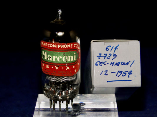 Z729, GEC MARCONI, EF86, MULLARD, PIN MESH SCREEN, HAMMERSMITH DECEMBER 1954 MANUFACTURE