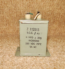 MILITARY (ARMY) DUBILIER PIO PAPER BLOCK CAPACITOR  4uF @ 250V Z112513