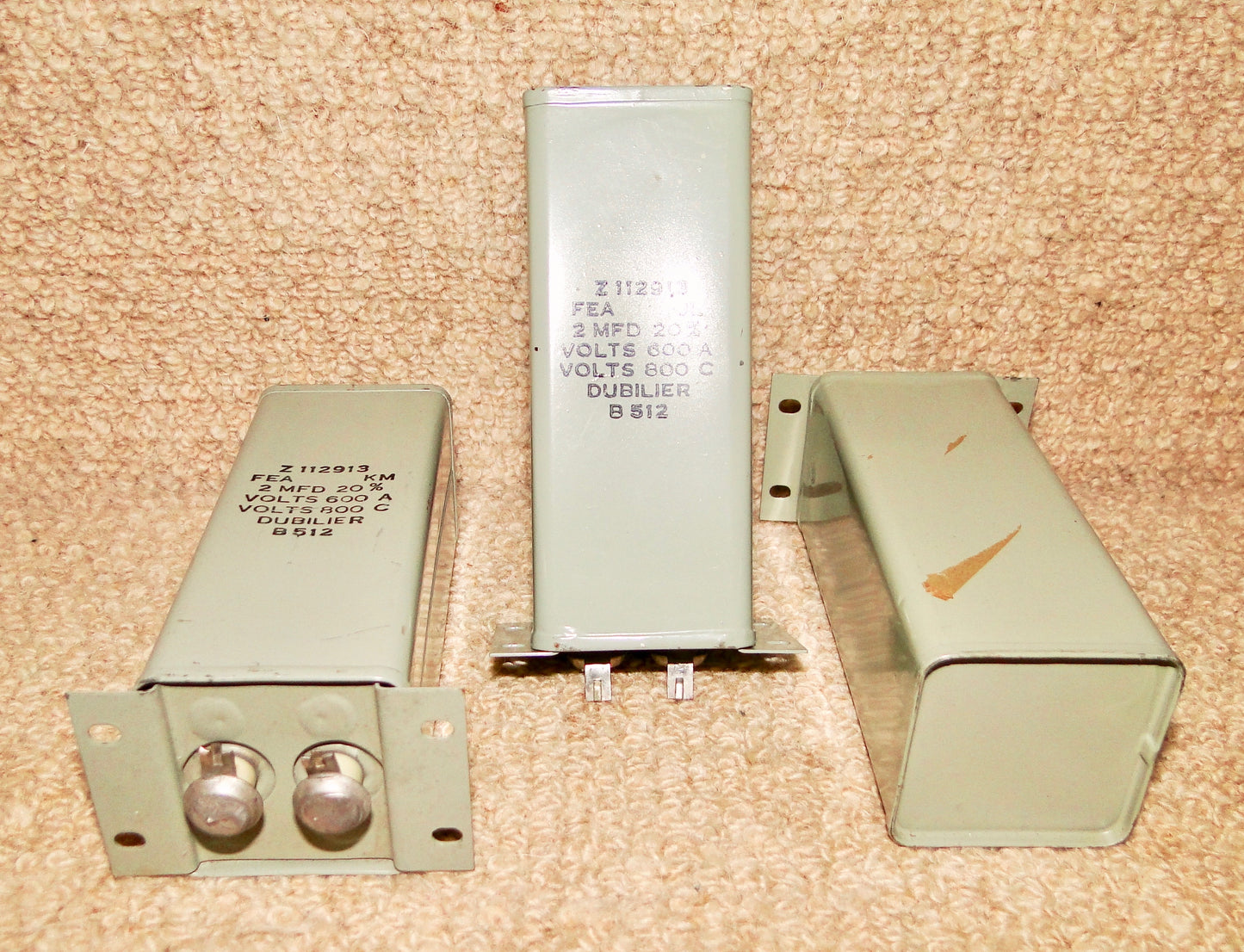 DUBILIER PAPER IN OIL, PIO, BLOCK CAPACITORS 2uF @ 800V NEW NOS