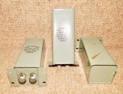 DUBILIER PAPER IN OIL, PIO, BLOCK CAPACITORS 2uF @ 800V NEW NOS