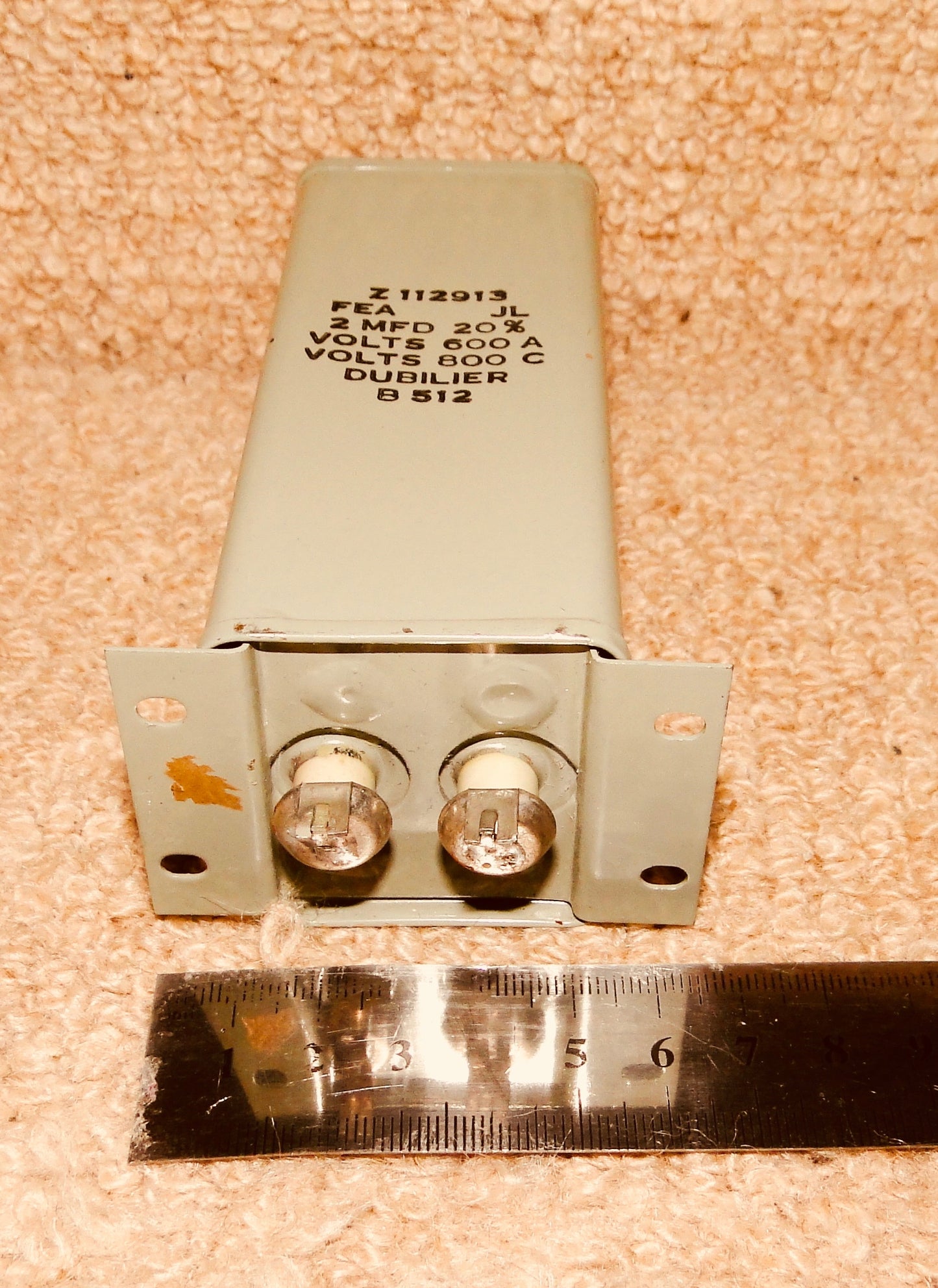DUBILIER PAPER IN OIL, PIO, BLOCK CAPACITORS 2uF @ 800V NEW NOS