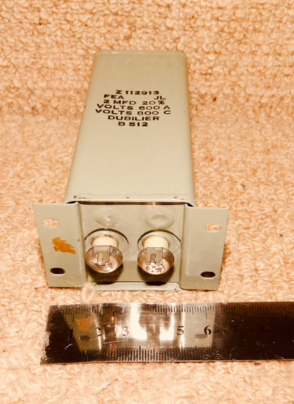 DUBILIER PAPER IN OIL, PIO, BLOCK CAPACITORS 2uF @ 800V NEW NOS