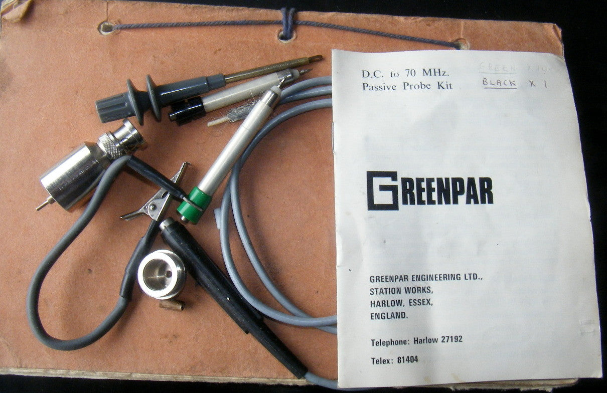 GREENPAR, DC TO 70MHz PASSIVE PROBE KIT FOR OSCILLOSCOPE - MULLARD MAGIC