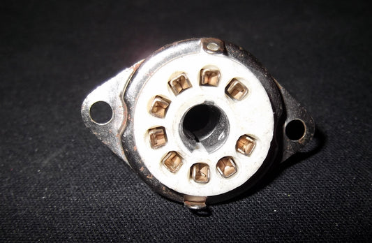 CERAMIC, SILVER PLATED PIN, VALVE BASE, VINTAGE, B9A, NOS