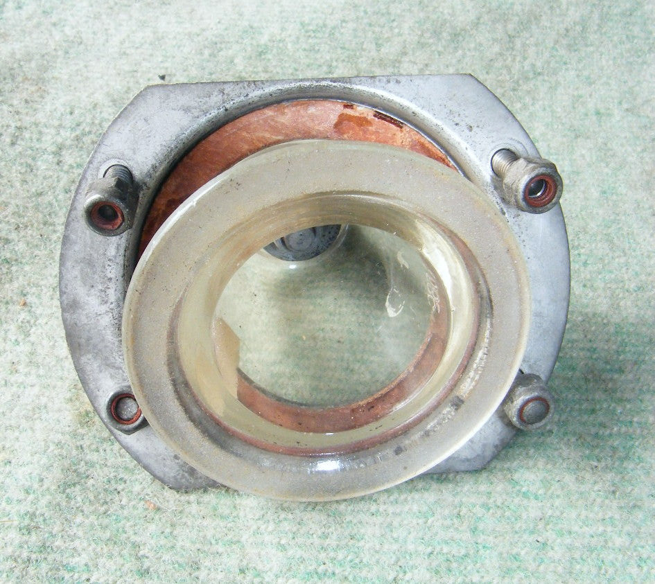 PHOENIX HEAT RESISTING BRITISH MADE AIR MINISTRY  GLASS ANTENNA BELL & MOUNTING BASE FOR AIRCRAFT FUSELAGE - MULLARD MAGIC - 3