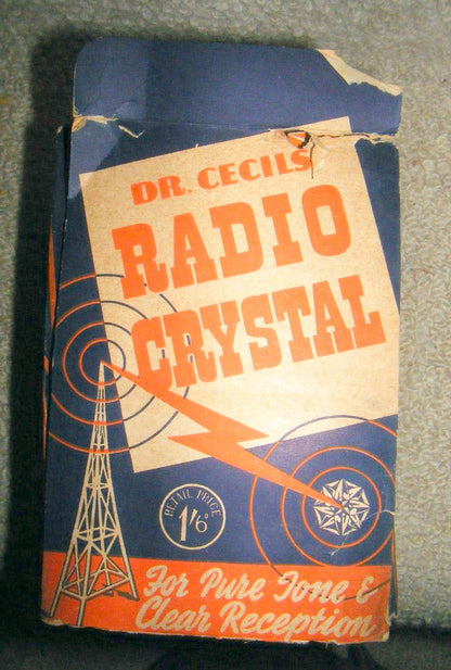 DR CECIL'S RADIO CRYSTAL BOXED GALENA DETECTOR FOR CRYSTAL SETS 1940S
