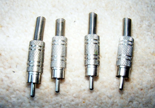 PHONO PLUG, MALE, NICKEL FINISH WITH, SPRING CABLE GUARD, NOS