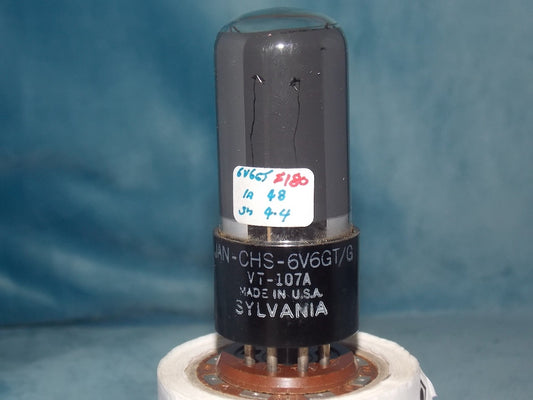 6V6GT, SYLVANIA,  ,VT-107A,  10CV/511, GREY GLASS, 1950S GREY ENVELOPE