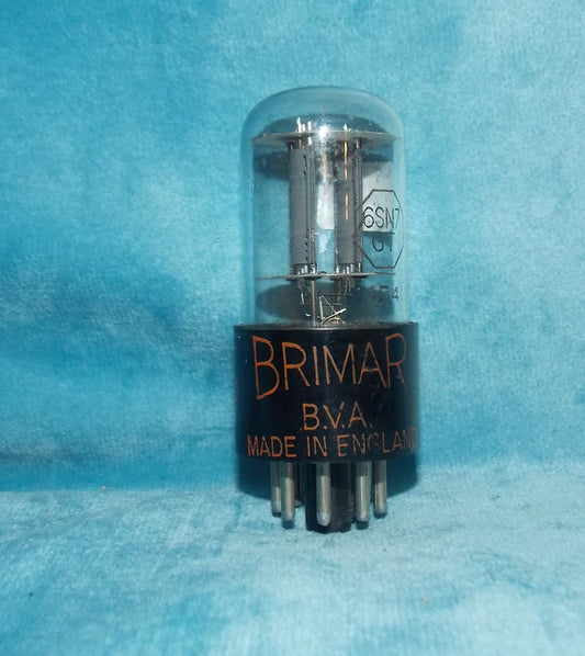 6SN7GT, BRIMAR, FAT BLACK BASE, ORANGE PRINT,  FOOTSCRAY  AUGUST 1954 MANUFACTURE 6SN7