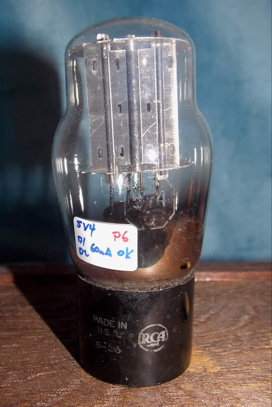 5V4G, RCA, BLACK BASE, SILVER BASE PRINT, JUNE 1956 MANUFACTURE