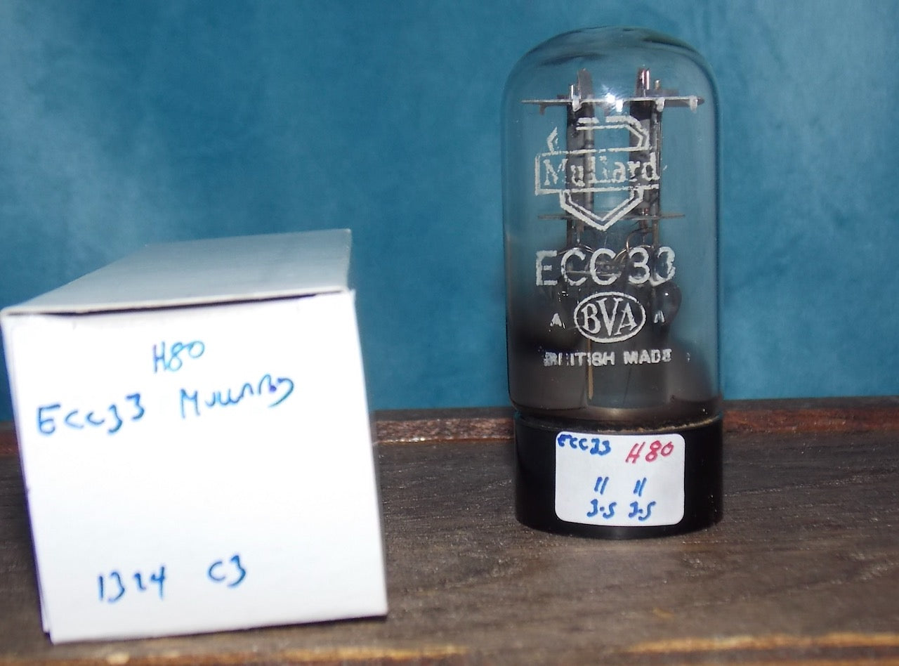 ECC33, MULLARD, BLACK BASE, WHITE BOX, FACTORY CODE, 1324 C3