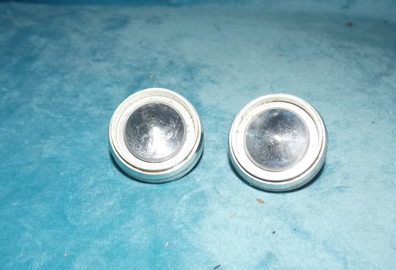 MILLED EDGE, CHROME FINISH PAIR, 35mm DIA, 23mm HIGH, 6mm SHAFT, WITH SPRING CLIP