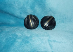 SKIRTED,  KNOB, PAIR, BLACK, GOLD ACCENTED BAR CENTRE, , 42mm DIA, 17mm HIGH, 6mm SHAFT,