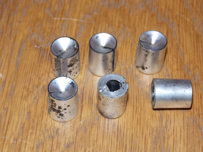 6X SILVER FINISH, DISHED TOP WITH MARKER, PRESS SWITCH KNOBS, 13mm DIA, 16mm HIGH, 6mm SHAFT,