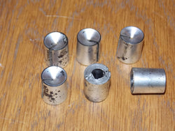 6X SILVER FINISH, DISHED TOP WITH MARKER, PRESS SWITCH KNOBS, 13mm DIA, 16mm HIGH, 6mm SHAFT,
