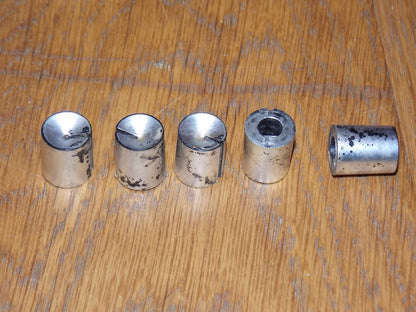 4X SILVER FINISH, DISHED TOP WITH MARKER, PRESS SWITCH KNOBS, 13mm DIA, 16mm HIGH, 6mm SHAFT,