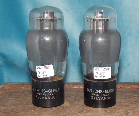 6L6GA, SYLVANIA, MATCHED PAIR, JAN, US MILITARY