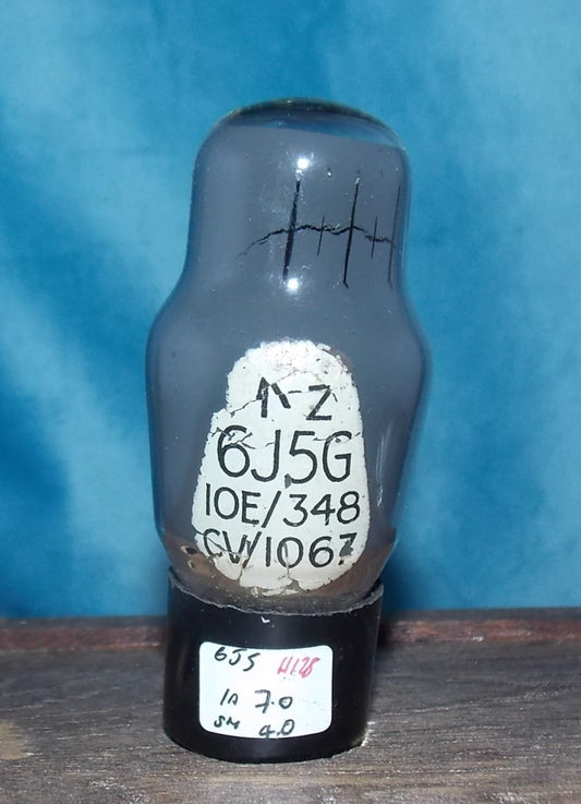 6J5G, OSRAM, AIR MINISTRY, 10E/348,  L63, CV1067,  HAMMERSMITH, GREY GLASS, WHITE CARTOUCHE, WARTIME PRODUCTION
