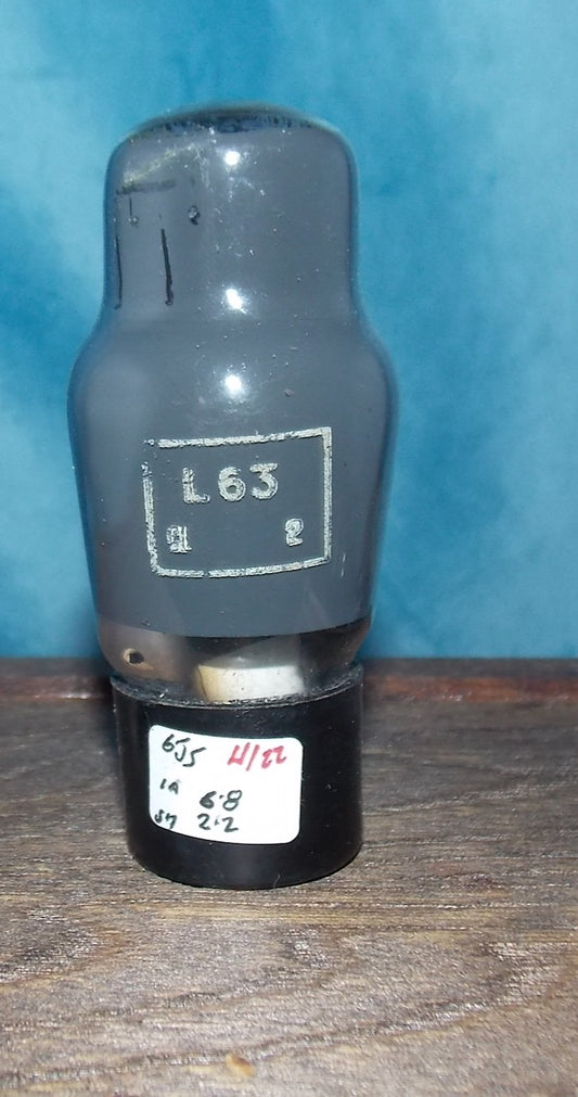 L63, OSRAM, GREY GLASS, 10E/348,  6J5G, CV1067,  HAMMERSMITH, WHITE CARTOUCHE, BLUE SQUARE DECAL, NOVEMBER 1947 PRODUCTION