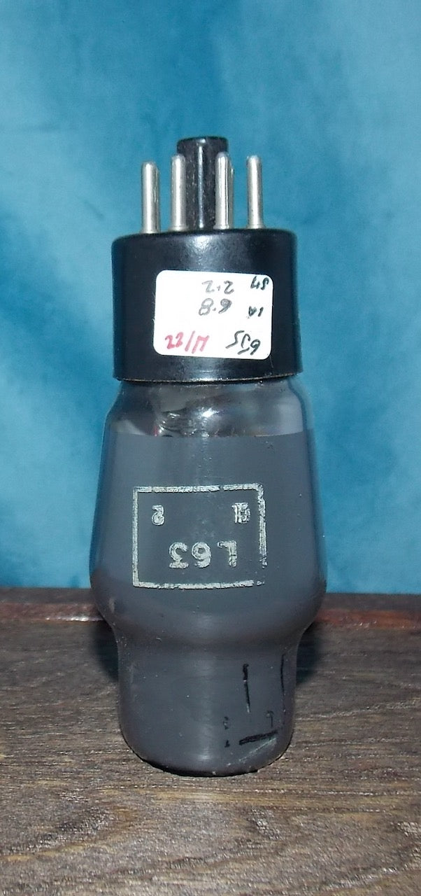L63, OSRAM, GREY GLASS, 10E/348,  6J5G, CV1067,  HAMMERSMITH, WHITE CARTOUCHE, BLUE SQUARE DECAL, NOVEMBER 1947 PRODUCTION