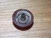 BUSH, MILLED, CONICAL, BROWN KNOB, FRONT FACE SHOWING BUSH MOTIF, MAYBE TELEVISION, 37mm DIA,  19mm HEIGHT,