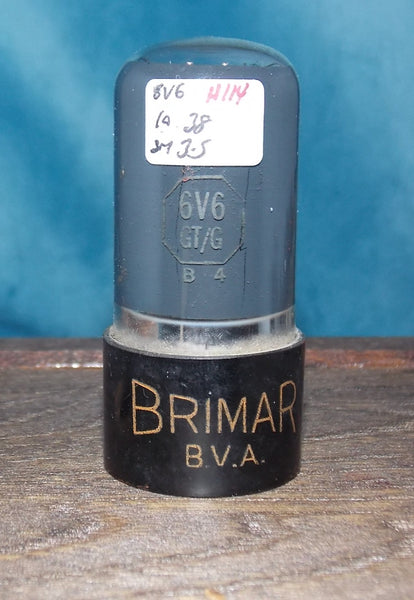 6V6GT/G, BRIMAR, FAT BASE, ORANGE BASE PRINT, GREY GLASS, CV511, VT-107A, 6V6, 1954 PRODUCTION