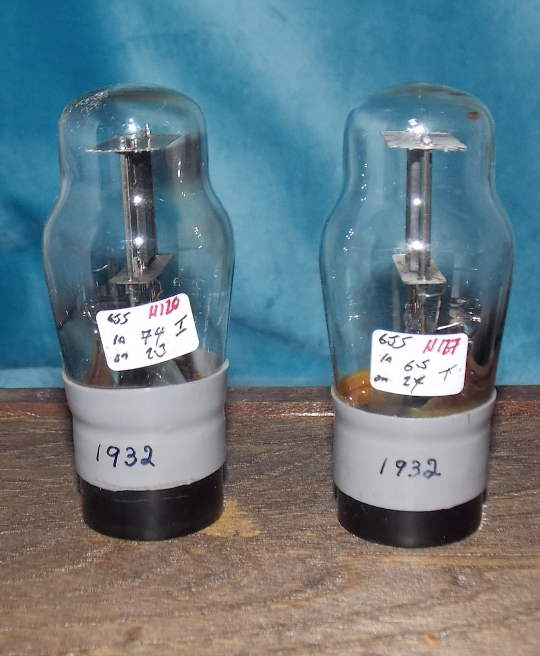 CV1932, TUNGSRAM, MIL SPEC 6J5G,  MATCHED PAIR, BLACK BASE, AIR MINISTRY PRODUCTION, PRINT,  TOTTENHAM, PRE 1953 PRODUCTION