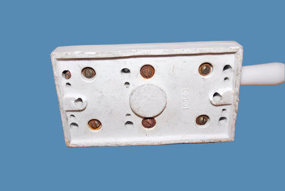 1930s, White Porcelain, 95mm  Length, 55mm Width, Aerial Knife Switch, (DPDT)