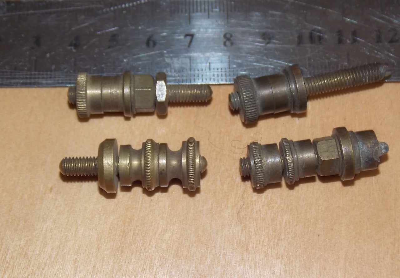 SET OF 4X, DAVIS & TIMMINS, BINDING POSTS, BRASS, 9mm HEAD DIA,  15mm HEAD HEIGHT, 20mm STUD LENGTH