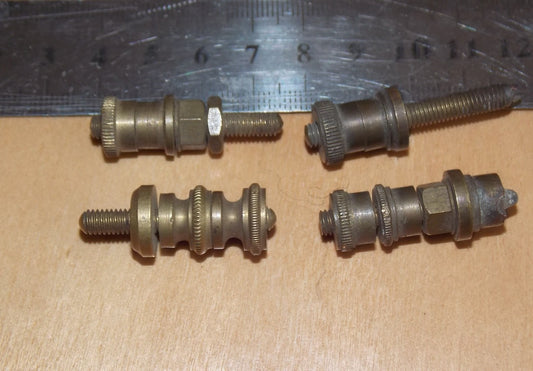 SET OF 4X, DAVIS & TIMMINS, BINDING POSTS, BRASS, 9mm HEAD DIA,  15mm HEAD HEIGHT, 20mm STUD LENGTH