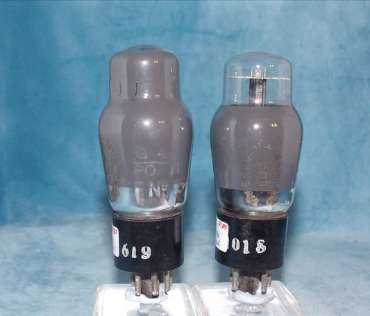 L63, OSRAM, MATCHED PAIR, GREY GLASS, GPO SELECTED STOCK,  6J5G, CV1067,  HAMMERSMITH, WHITE CARTOUCHE, ADJACENT LINE 86 87,, 1940 WARTIME PRODUCTION