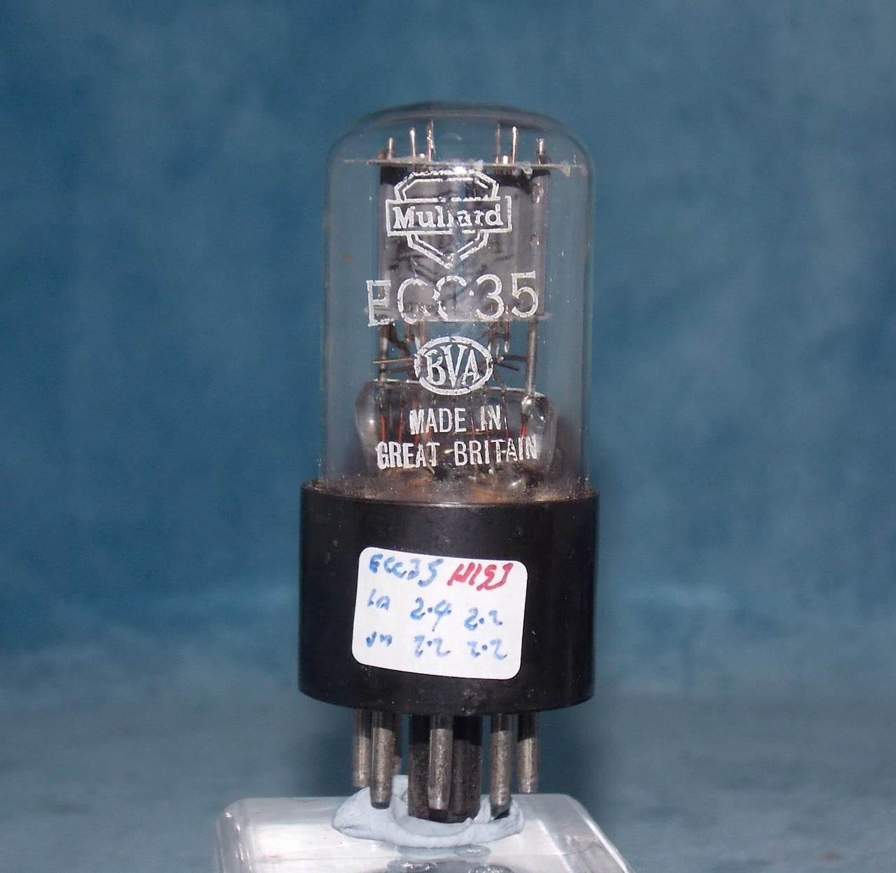 ECC35, MULLARD, CLEAR GLASS, BLACK BASE,