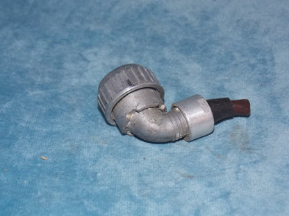 Pattern 104,  Plessey, Mk 4, Aluminium Small Free Plug, Rt Angle, Cable Mount, 15mm fitting,3 way male pins,  Aluminium Mk IV,  Larkspur, Power Plug