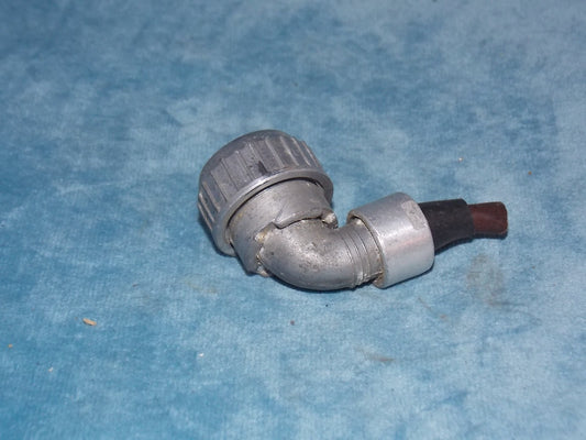 Pattern 104,  Plessey, Mk 4, Aluminium Small Free Plug, Rt Angle, Cable Mount, 15mm fitting,3 way male pins,  Aluminium Mk IV,  Larkspur, Power Plug