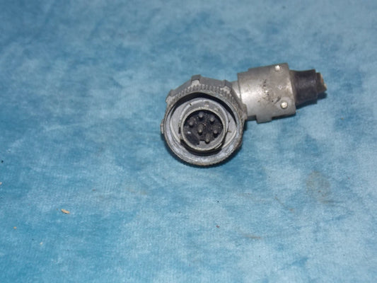 Pattern 104,  Plessey, Mk 4, Aluminium Small Free Plug, Rt Angle, Cable Mount, 15mm fitting, 6 way male pins,  Aluminium Mk IV,  Larkspur, Power Plug